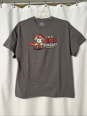 Graphic 'I'm a Super Fun Guy' Short Sleeve Tee - Charcoal